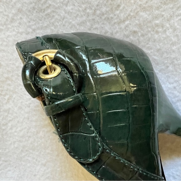 dollhouse Green Croc Pointed Toe Stilettos - Picture 12 of 14